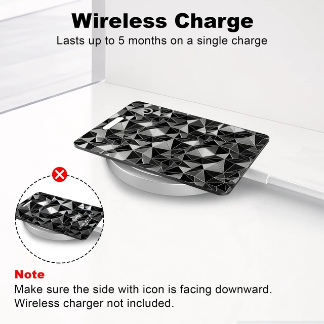 Alt view image 6 of 7 - Wallet Tracker Card for Apple Find My (iOS Only), Ultra-Thin Bluetooth Tracker Smart Card Wallet Finder, IP68 Waterproof Slim Item Locator for Wallets, Keys, Passport & Luggage Tags (Diamond Black)