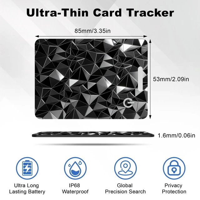 Alt view image 7 of 7 - Wallet Tracker Card for Apple Find My (iOS Only), Ultra-Thin Bluetooth Tracker Smart Card Wallet Finder, IP68 Waterproof Slim Item Locator for Wallets, Keys, Passport & Luggage Tags (Diamond Black)