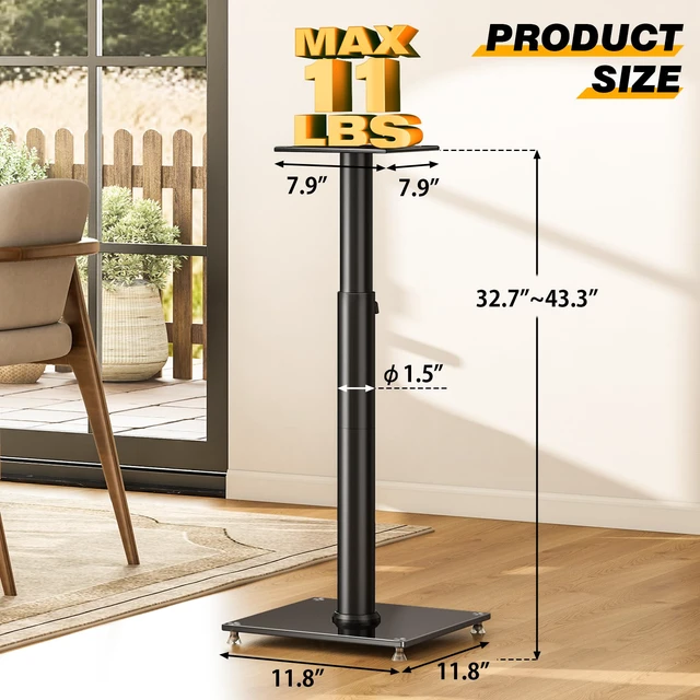 Alt view image 3 of 7 - Universal Speaker Stands for Surround Sound with 360° SwivelHeight Adjustable Bookshelf Speakers Stand from 32" to 43" with Cable Management, Speaker Stands Pair with Nonslip Pad Easy Install