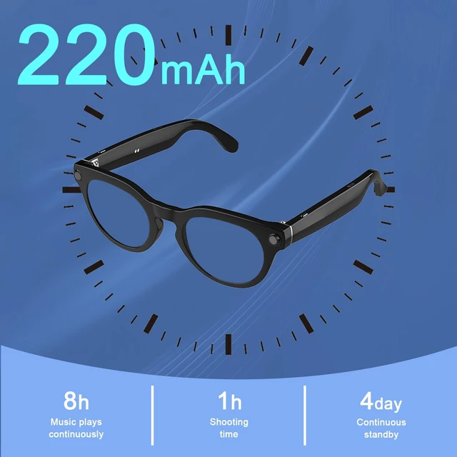 Alt view image 6 of 7 - Ai Smart Glasses with Camera, 8MP Anti-Shake Camera Glasses Voice Assistant, Supports Photo/Video/Audio Recording, with AI Assistant/AI Translation/Bluetooth Calling, T6