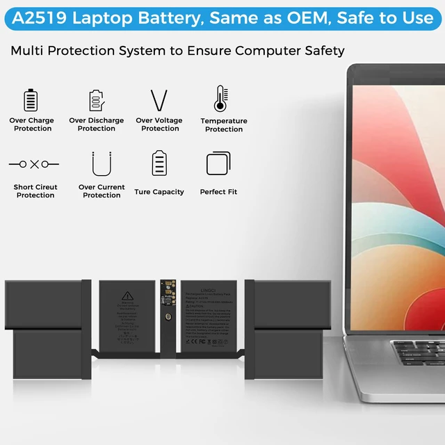 Alt view image 4 of 7 - A2519 Battery,A2442 Battery Replacement for MacBook Pro A2442(2021) 14-inch A2519 Battery(Upgraded High Performance 69.6Wh 11.47V 6068mAh)
