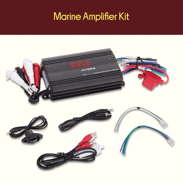 Alt view image 7 of 7 - 200W RMS 4-Channel Marine Amplifier - Bluetooth Wireless Audio Streaming - Waterproof - Full Range Stereo w/ RCA - High Crossover HD Music - Multi-Channel System - Compact & Powerful - PLMRMB4CB