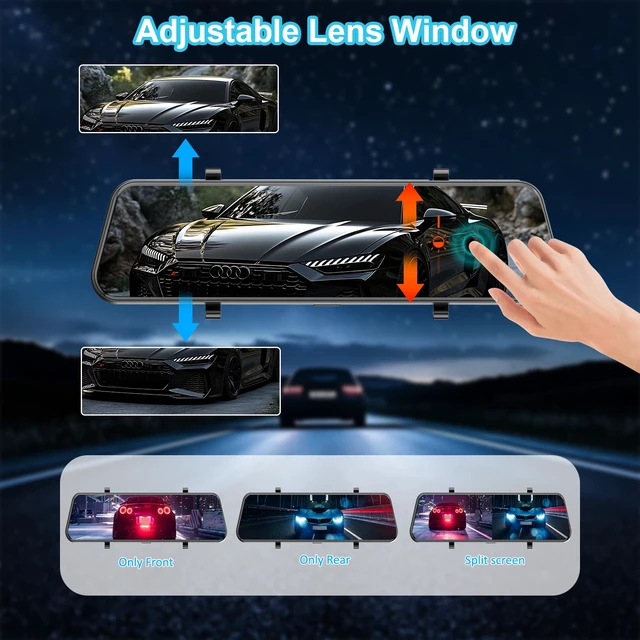 Alt view image 4 of 7 - 4K+2.5K Mirror Dash Cam for Cars, Night Vision WiFi Reverse Assist IMX415 Sensor, 5.8GHz WiFi, WDR, G-Sensor, Loop Recording, Motion Detection, 64GB Card, Night Vision Reverse Assist,64GB Card