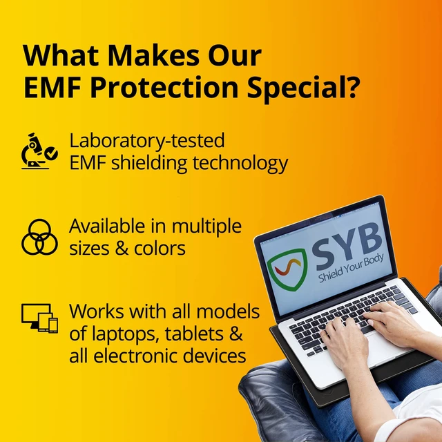 Alt view image 5 of 7 - Shield Your Body - Laptop Lap Pad with SaferBody, Anti Radiation Shield & Heat Shield Pad, EMF Blocker Laptop Pad for Up to 14in.Wide Device (13.8 x 10.7 inches), Jet Black PU Leather Color