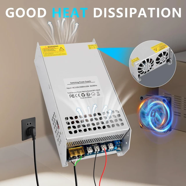 Alt view image 2 of 7 - 24V 62.5A 1500W Power Supply 110V AC to DC 24V Converter 62.5A 1500W Switching Power Supply for 24V LED Strip Motor Pump CCTV Camera System Radio Car Stereo 3D Printer