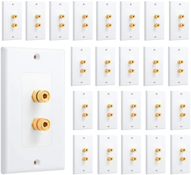 Main image of 24 Pcs Speaker Wall Plate Gold Plated 2 Connector Banana Plug Wall Plate for in-Wall Speaker Wire, Surround Sound & Audio Systems