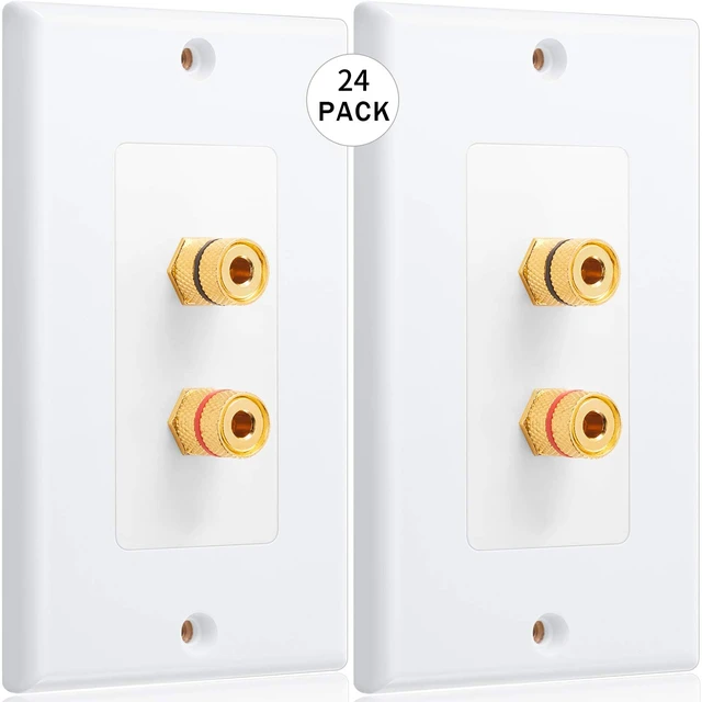 Alt view image 2 of 6 - 24 Pcs Speaker Wall Plate Gold Plated 2 Connector Banana Plug Wall Plate for in-Wall Speaker Wire, Surround Sound & Audio Systems