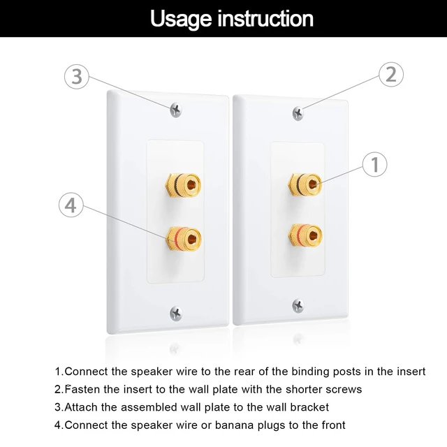 Alt view image 3 of 6 - 24 Pcs Speaker Wall Plate Gold Plated 2 Connector Banana Plug Wall Plate for in-Wall Speaker Wire, Surround Sound & Audio Systems