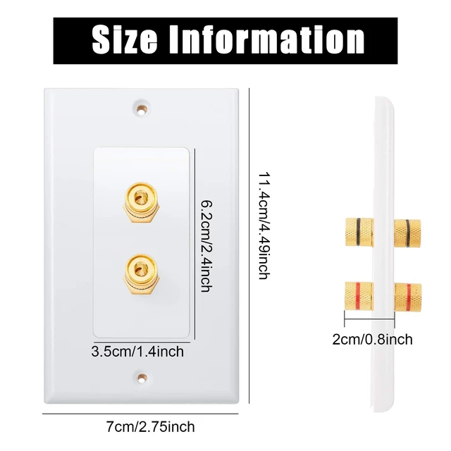 Alt view image 4 of 6 - 24 Pcs Speaker Wall Plate Gold Plated 2 Connector Banana Plug Wall Plate for in-Wall Speaker Wire, Surround Sound & Audio Systems