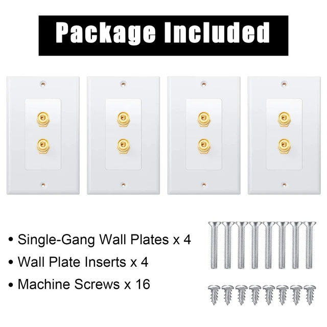 Alt view image 5 of 6 - 24 Pcs Speaker Wall Plate Gold Plated 2 Connector Banana Plug Wall Plate for in-Wall Speaker Wire, Surround Sound & Audio Systems