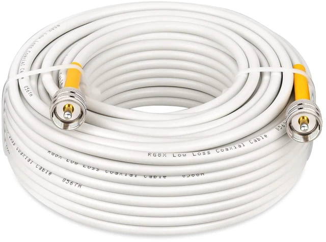 Main image of CB Coax Cable,100ft RG8x Coaxial Cable PL259 Male to Male,PVC White Marine Antenna Cable UHF Cable CB Antenna Cable for CB Radio,HAM Radio,VHF Radio,SWR Meter,Antenna Analyzer