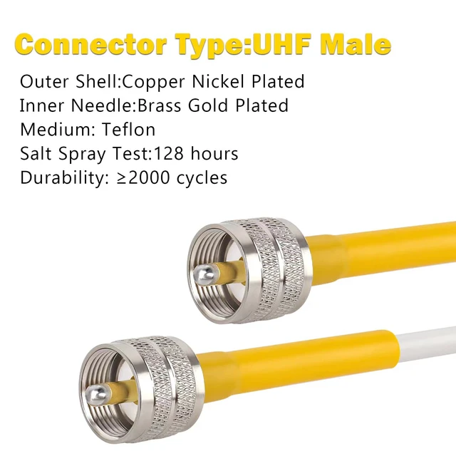 Alt view image 2 of 6 - CB Coax Cable,100ft RG8x Coaxial Cable PL259 Male to Male,PVC White Marine Antenna Cable UHF Cable CB Antenna Cable for CB Radio,HAM Radio,VHF Radio,SWR Meter,Antenna Analyzer