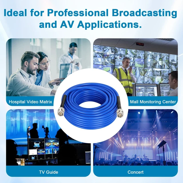 Alt view image 5 of 5 - SDI Cable 150 FT, HD-SDI / 3G-SDI / 6G-SDI BNC to BNC Digital Video Cable, High-Speed Signal Transmission, Low Signal Loss for Broadcast, Studio, Surveillance & HD Video Systems