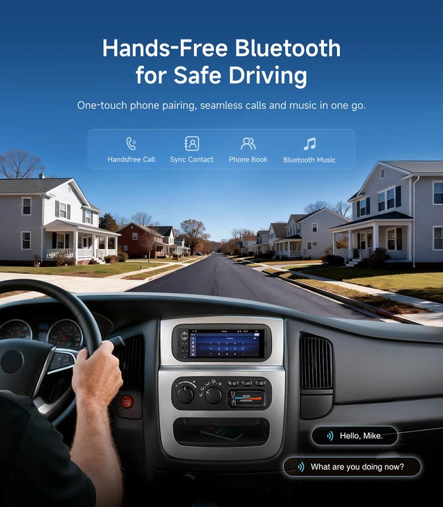 Alt view image 4 of 7 - 6.36" Single DIN Car Radio Stereo, Wireless CarPlay Android Auto IPS HD touchscreen, Linux System, USB USB-C FM, phone link, Bluetooth, plug-and-play