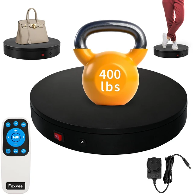 Main image of Remote-Controlled Motorized Turntable,Electric Rotating Display Stand,Speed-Adjustable Rotating Platform,Multi-Mode 360° Photography Turntable for 3D Scan,Photography,Showcase(15.8inch/Black)