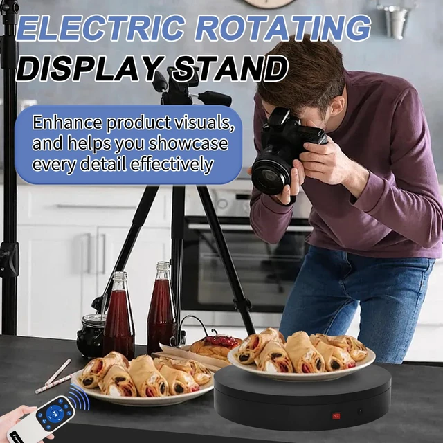 Alt view image 7 of 7 - Remote-Controlled Motorized Turntable,Electric Rotating Display Stand,Speed-Adjustable Rotating Platform,Multi-Mode 360° Photography Turntable for 3D Scan,Photography,Showcase(15.8inch/Black)