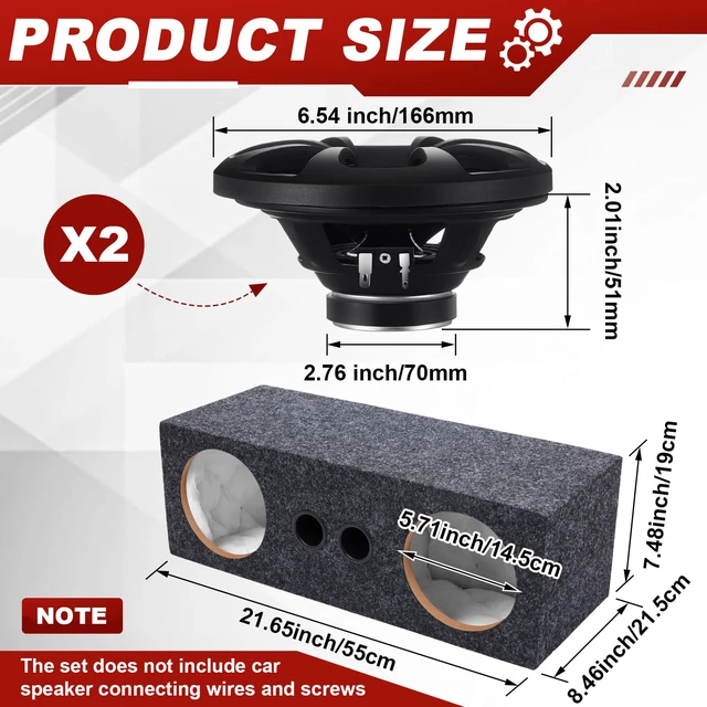 Alt view image 3 of 6 - 1 Pack 6.5 Inch Dual Coaxial Car Audio Speakers with Enclosure Box, 2-Way Full Range System 4 Ohm 100w Power, Compact Speaker Pod for Truck ATV Utv Garage Vehicle Sound Setup