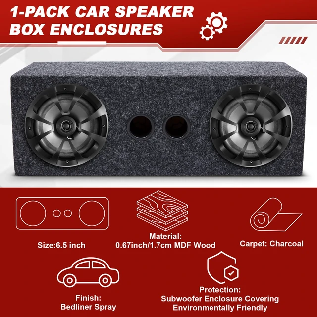 Alt view image 4 of 6 - 1 Pack 6.5 Inch Dual Coaxial Car Audio Speakers with Enclosure Box, 2-Way Full Range System 4 Ohm 100w Power, Compact Speaker Pod for Truck ATV Utv Garage Vehicle Sound Setup