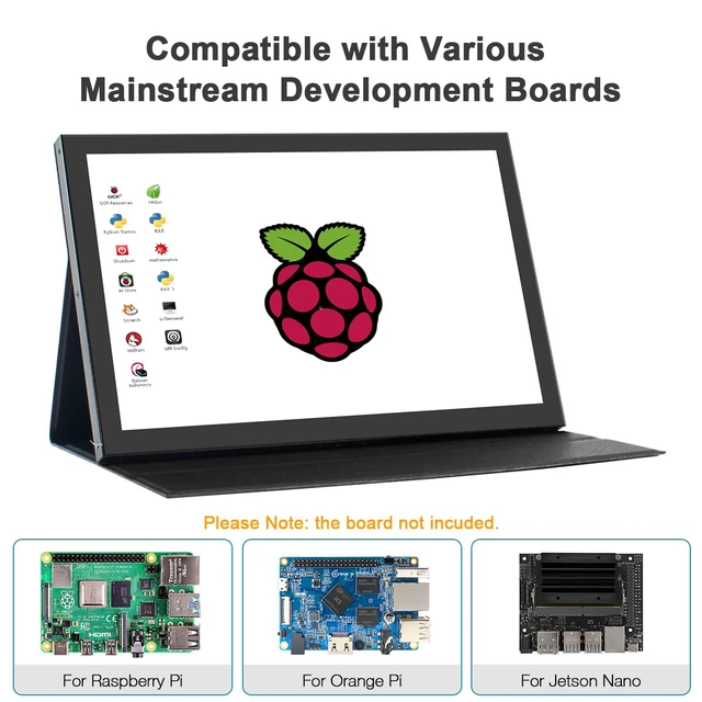 Alt view image 5 of 7 - 10.1" LCD Touchscreen IPS Monitor 1280x800 Portable Screen HDMI Display Built-in Speakers with Shell for Raspberry Pi 5/Pi 4/3B+ Xbox PS4 Windows 7/8/10