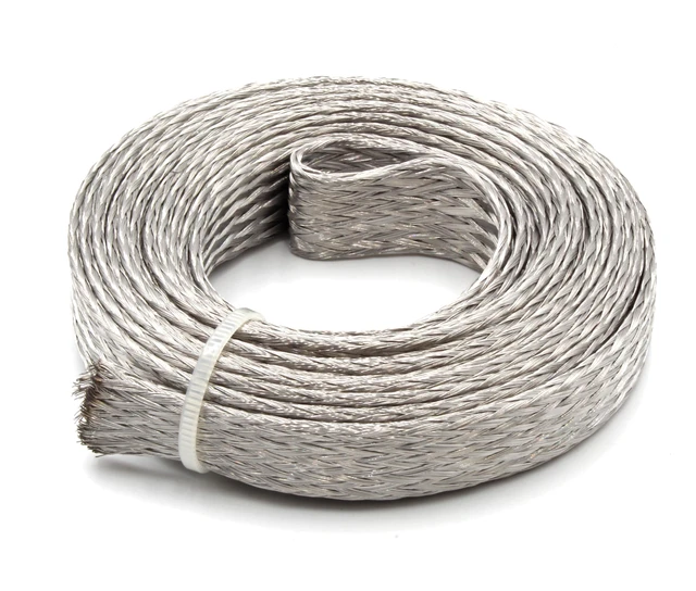 Alt view image 2 of 4 - 5/8" Stainless Steel Braided Sleeving 304SS Metal Flexible Expandable Mesh Sleeve - 50 Feet