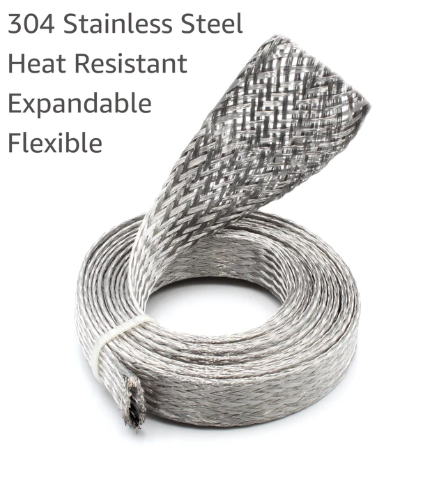 Alt view image 3 of 4 - 5/8" Stainless Steel Braided Sleeving 304SS Metal Flexible Expandable Mesh Sleeve - 50 Feet