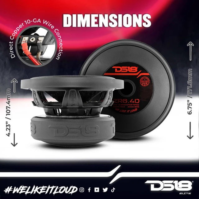 Alt view image 3 of 7 - ZR6.4D Elite-Z 6 Inch Car Audio Subwoofer 600W Watts Dual Voice Coil 4-Ohm DVC 4+4 Ohm (1 Speaker)