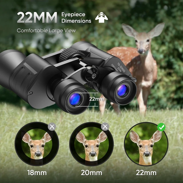 Alt view image 6 of 7 - 10-30x50 High Power Zoom Binoculars for Adults, Low Light Night Vision/Daily Waterproof / BAK7 Prism/FMC Lens, HD Professional Binoculars for Bird Watching, Hunting, Outdoor, Hiking