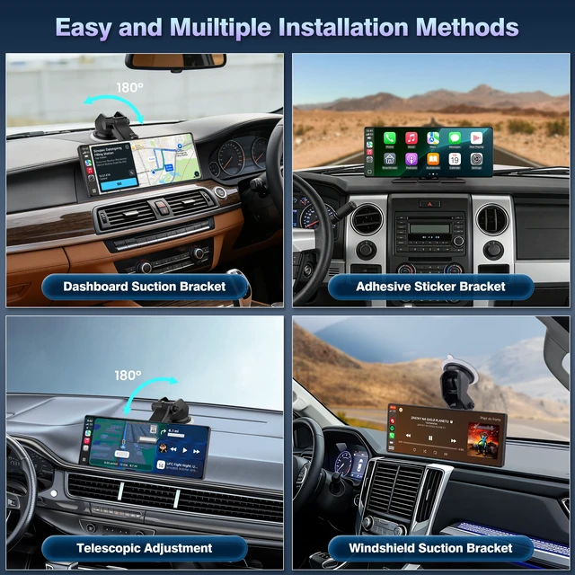 Alt view image 7 of 7 - 10.26" Wireless Carplay Screen for Car & Android Auto Screen 1080P Backup Cam w/Bracket, OTA Updates, GPS, Voice Control, BT, FM, Mirror Link, Easy Install, All Vehicles