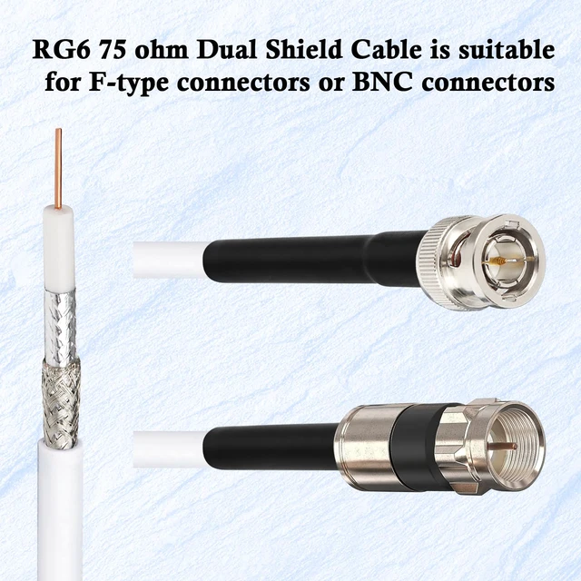Alt view image 3 of 5 - RG6 Dual Shield Cable 200FT, 18 AWG 75 Ohm Bare Copper Conductor RG6 Coaxial Cable (200 feet, White)