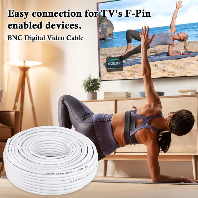 Alt view image 5 of 5 - RG6 Dual Shield Cable 200FT, 18 AWG 75 Ohm Bare Copper Conductor RG6 Coaxial Cable (200 feet, White)