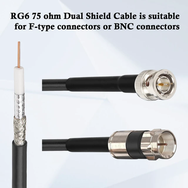 Alt view image 3 of 5 - RG6 Dual Shield Cable 200FT, 18 AWG 75 Ohm Bare Copper Conductor RG6 Coaxial Cable (200feet, Black)
