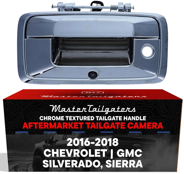 Main image of Chrome Tailgate Handle with Backup Camera Replacement for Chevrolet Silverado/GMC Sierra (2016-2018) IP68 Waterproof Parking Grid Lines Available Easy to Install