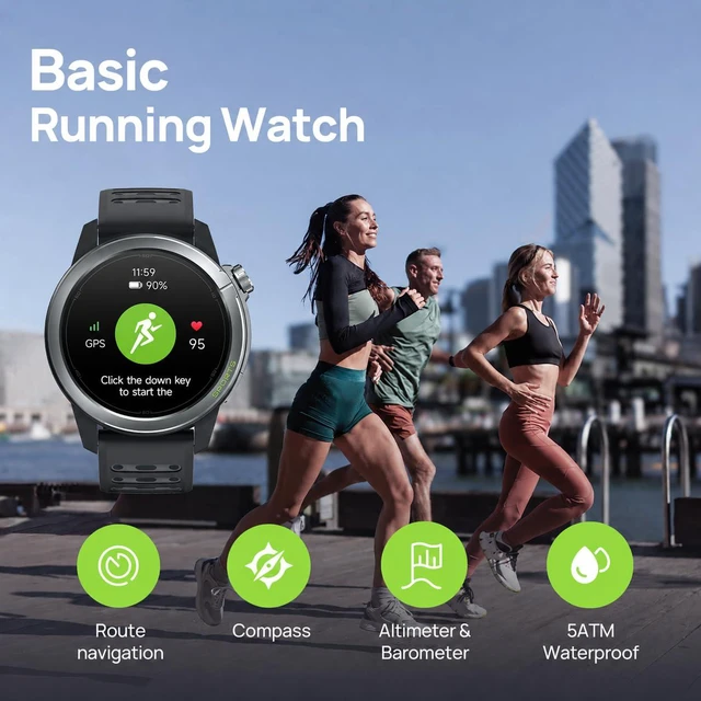Alt view image 3 of 7 - GS Active2 GPS Running Smartwatch with Dual Band GPS, Lightweight Built-in Running Plans, 1.32" AMOLED Display, 15-Day Battery, 150+ Sport Modes, Fitness Tracker, 46mm Case, Dark Gray