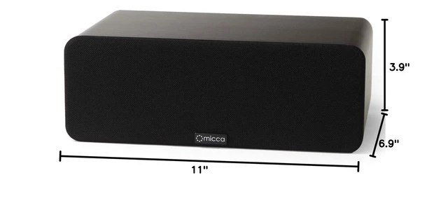 Alt view image 6 of 6 - OoO Slim Passive Center Channel Speaker, Home Theater, Each, Walnut Amplifier Required, Dual 3-Inch Woofers, 0.75-Inch Silk Tweeter, Under 4-Inch Tall, Desktop, Surround Sound, Wall Mountable