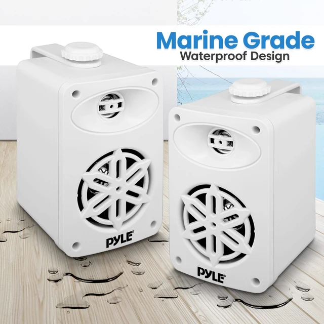 Alt view image 4 of 7 - Usa Bluetooth Indoor Outdoor Speakers Pair-200 Watt Dual Waterproof 3.5" 2-Way Full Range Speaker System w/1/2" High Compliance Polymer Tweeter-Home,Boat,Marine,Deck,Patio,Poolside(White)