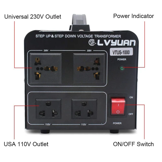 Alt view image 3 of 7 - Voltage Transformer Converter 1000 Watt Step Up/Down Convert from 110-120 Volt to 220-240 Volt and from 220-240 Volt to 110-120 Volt