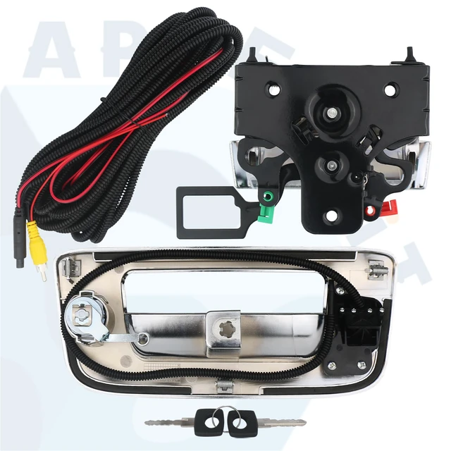 Alt view image 2 of 4 - Backup Camera with Tailgate Handle & Bezel Trim & Lock Cylinder Chrome Compatible with 2007-2014 Chevrolet Chevy Silverado, GMC Sierra Truck 1500 2500 3500 Tailgate Parts