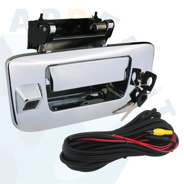 Alt view image 3 of 4 - Backup Camera with Tailgate Handle & Bezel Trim & Lock Cylinder Chrome Compatible with 2007-2014 Chevrolet Chevy Silverado, GMC Sierra Truck 1500 2500 3500 Tailgate Parts
