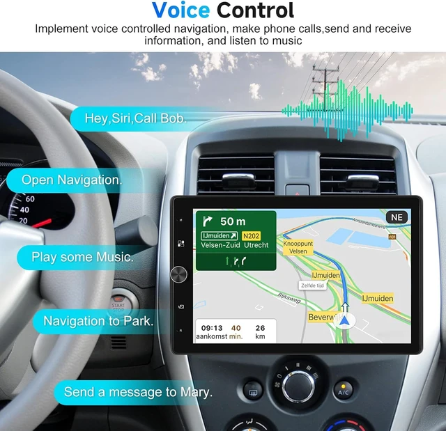 Alt view image 4 of 7 - 10.4" Single Din Radio Car Stereo with Wireless CarPlay & Android Auto, Rotatable Touch Screen, Bluetooth, 16-Band EQ Audio, Mirror Link, SWC, FM, USB, TF, Backup Camera