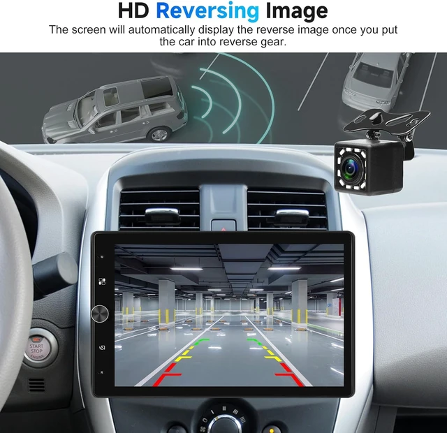 Alt view image 5 of 7 - 10.4" Single Din Radio Car Stereo with Wireless CarPlay & Android Auto, Rotatable Touch Screen, Bluetooth, 16-Band EQ Audio, Mirror Link, SWC, FM, USB, TF, Backup Camera