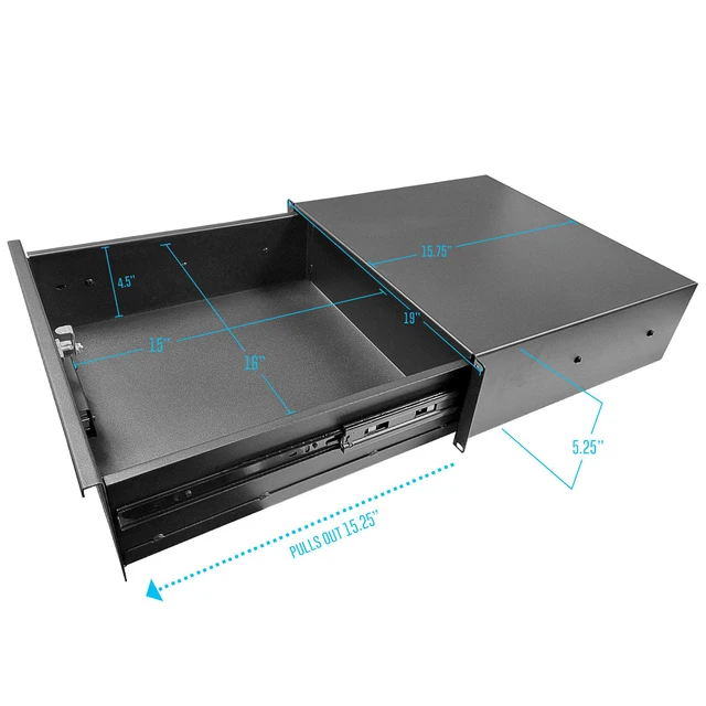 Alt view image 2 of 7 - 3U Locking Rack Drawer by AxcessAbles 15" Deep Secured Metal Server Rack Mount Storage Drawer 45lb Capacity Compatible with 19-Inch Rack-Mount Cases, Audio Video Equipment Cabinets (RKDRAWER3U)