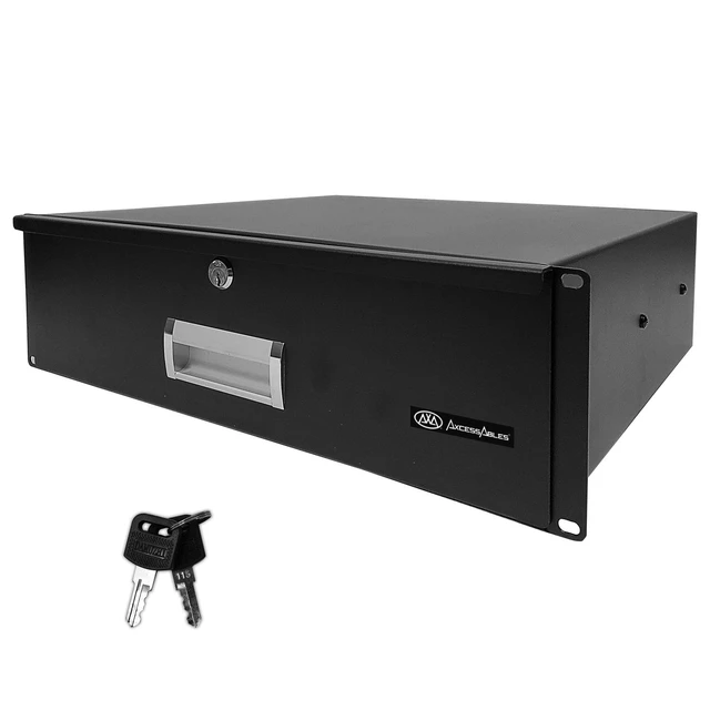 Alt view image 3 of 7 - 3U Locking Rack Drawer by AxcessAbles 15" Deep Secured Metal Server Rack Mount Storage Drawer 45lb Capacity Compatible with 19-Inch Rack-Mount Cases, Audio Video Equipment Cabinets (RKDRAWER3U)