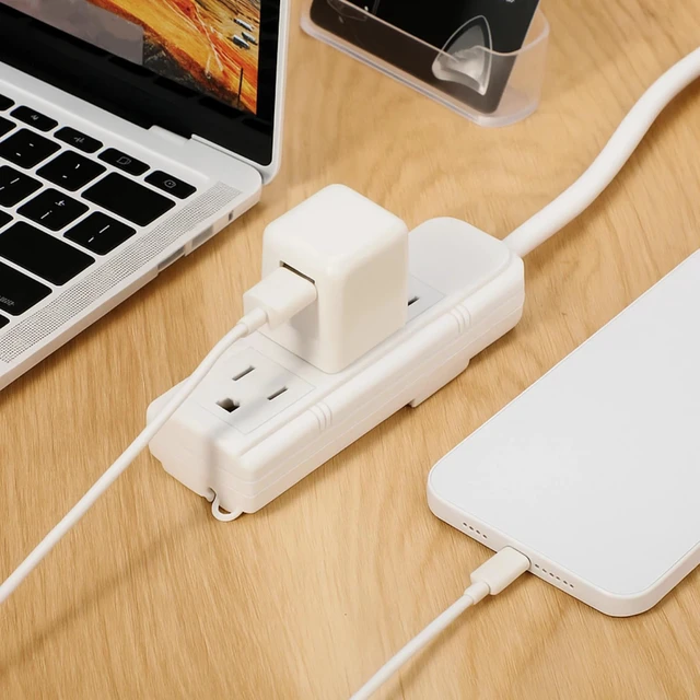 Alt view image 4 of 6 - 20 Pack 3 Outlet Power Strip Flat Plug Extension Cord, 1 ft, White 3 Outlet Power Strip Surge Protector, Power Strip Bulk Pack, Mini Cord 3 Ground Heavy Duty Mountable Outlets Strip, Computer