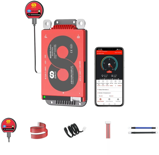 Main image of Smart BMS 8S 24V 100A LiFePO4 with WiFi Bluetooth Module CAN RS485 Battery Management System. Real-Time Remote Monitoring. Designed for Energy Storage, RVs, Golf Carts, Trolling Motors