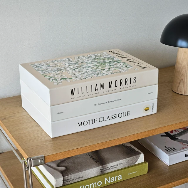 Main image of Book Shape Decorative Cable Management Box - Expandable Cable Organizer Box with Magnetic Closure for Home & Office (William Morris, Large Set)