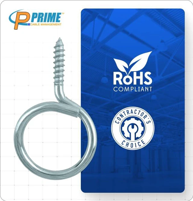 Alt view image 2 of 5 - Heavy Duty Bridle Rings 100 Pack 1-1/4 Inch Wood Screw Cable Support Hangers Zinc-Plated Steel Threaded Cable Rings for Low Voltage Cable Management (Electrical & Network Wire Organizer)