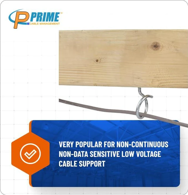 Alt view image 4 of 5 - Heavy Duty Bridle Rings 100 Pack 1-1/4 Inch Wood Screw Cable Support Hangers Zinc-Plated Steel Threaded Cable Rings for Low Voltage Cable Management (Electrical & Network Wire Organizer)