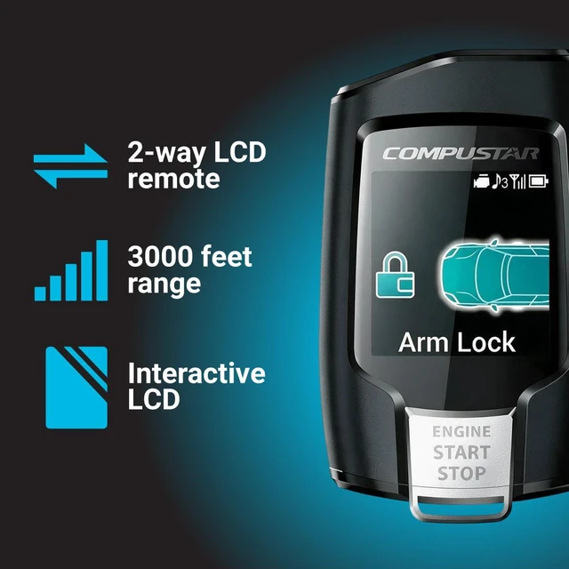 Alt view image 7 of 7 - 2WQ9R-FM Q9 2-Way LCD Replacement Remote Transmitter 4-Button Color LCD Remote Start Replacement with 3000 Ft Range and 128-Bit FMX Encryption