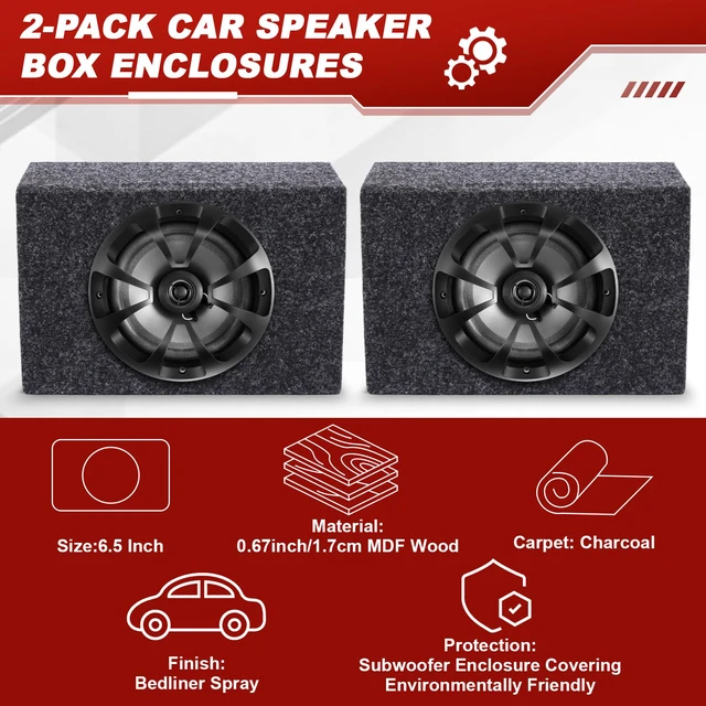 Alt view image 3 of 6 - 2-Way Coaxial Car Audio Speakers with Speaker Box Enclosures Set Sturdy Constructed Car Stereo and Sound System Accessories Portable Audio Equipment for Vehicles(Separate,6.5" 100 W)