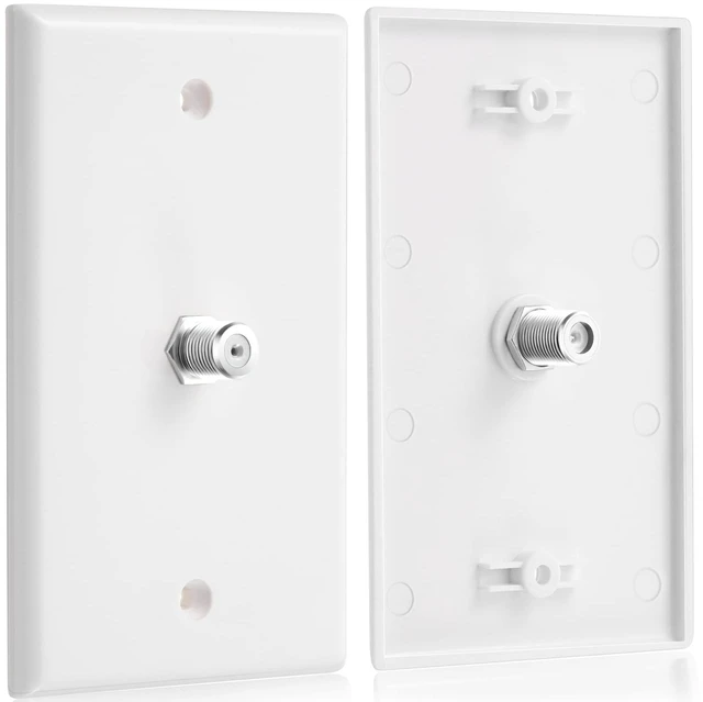 Alt view image 2 of 7 - 50 Pcs 1 Port TV Cable Wall Plate with F Connector, White Single Gang Covers for Rg6 Coaxial Cable, F Type Connector, Wall Mount Video Jack Outlets, Home Theater Management